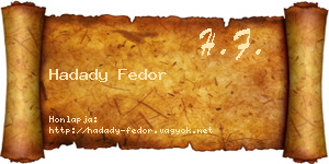 Hadady Fedor névjegykártya